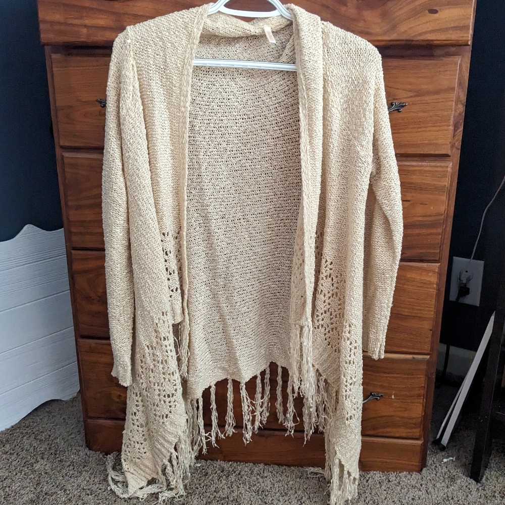 Pinkblush fringe cardigan